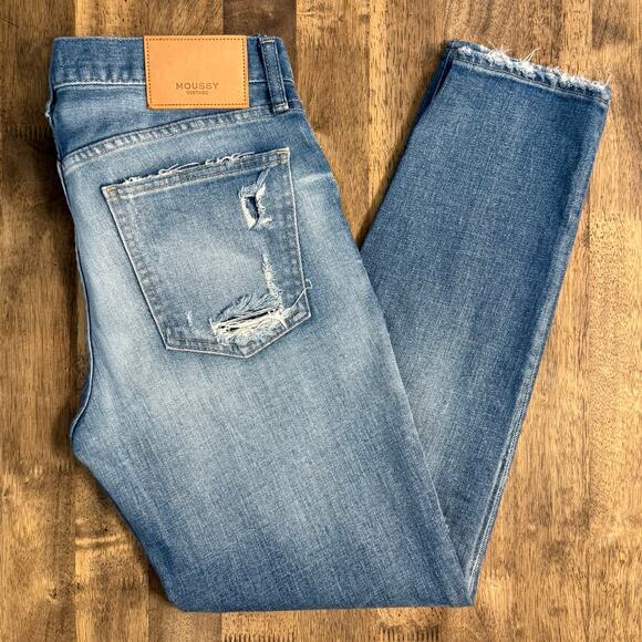 Moussy Vintage Women’s Ridgewood Distressed Skinny Japanese Denim Jeans Size 28 - Picture 11 of 12